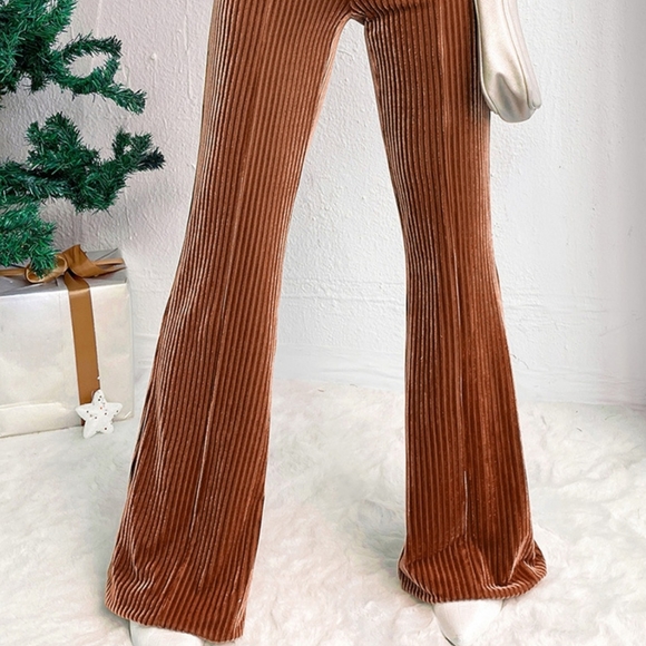 Toasted Toffee Ribbed Bootcut Pants - Picture 9 of 10